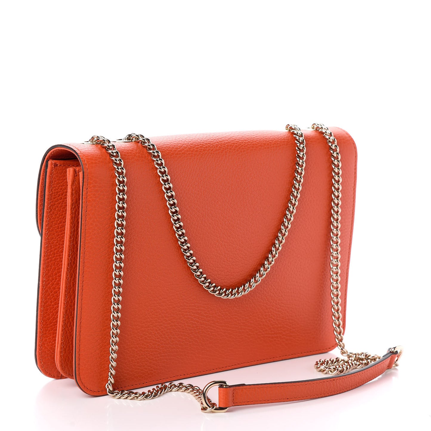 Dollar Calfskin Interlocking G Shoulder Bag Sun Orange