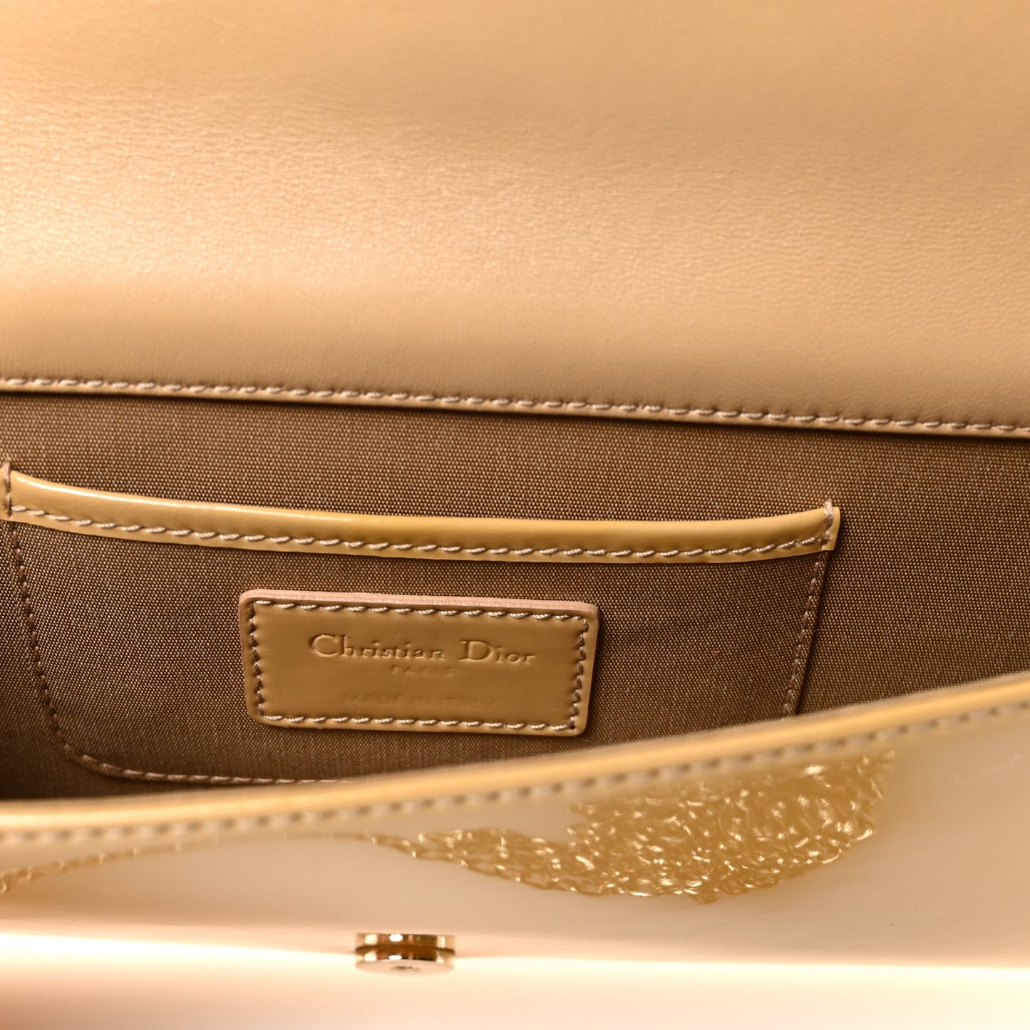 Patent Cannage Lady Dior Convertible Clutch Beige