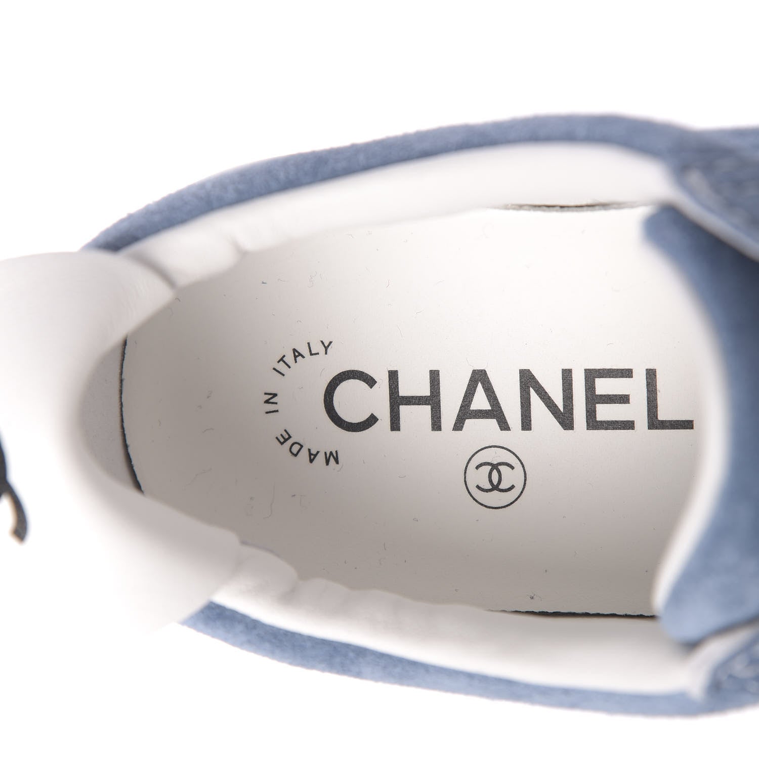 Chanel Suede Calfskin Sneakers 37.5 Light Blue 6 of 9