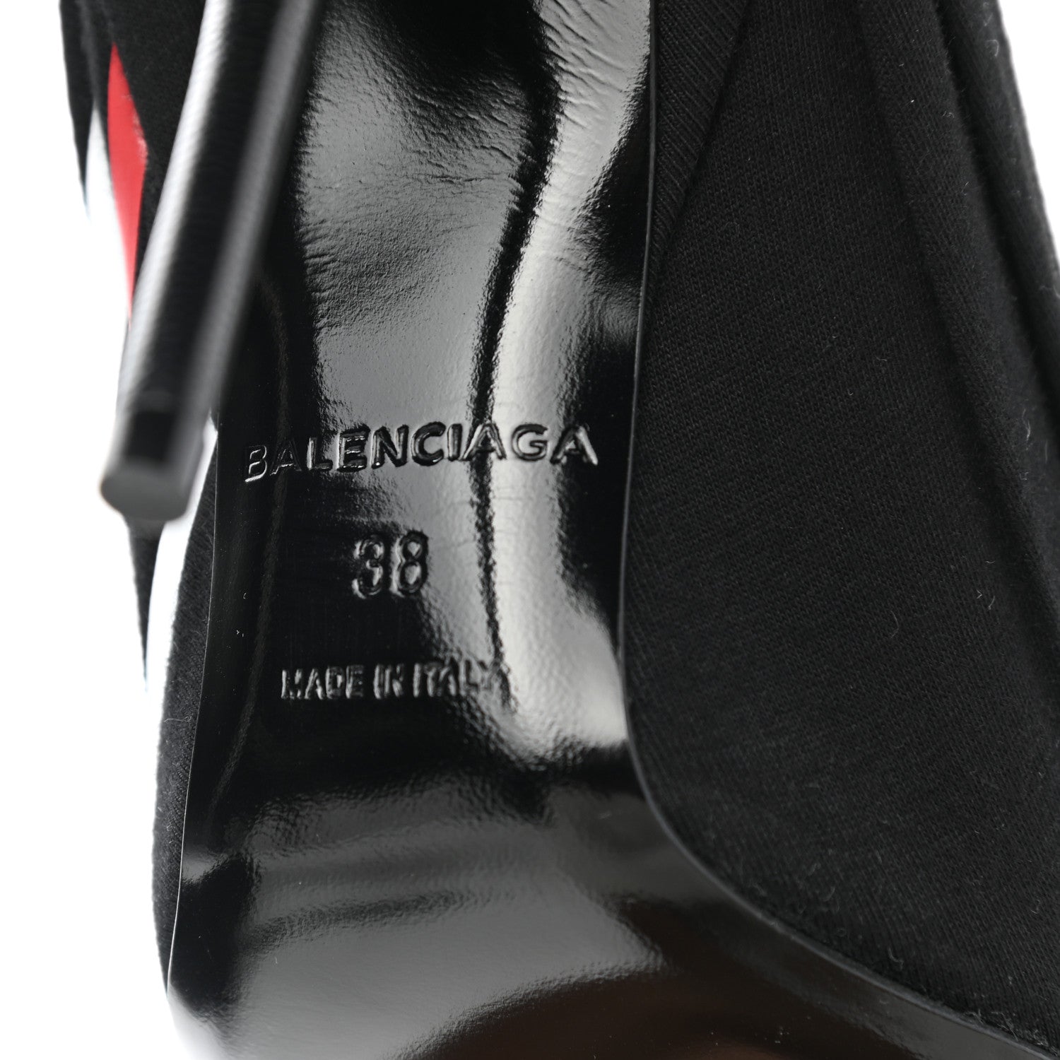 Balenciaga Jersey Crepe Political Campaign Logo Knife 115 Pointed Pumps 38 Black White Rouge 7 of 11