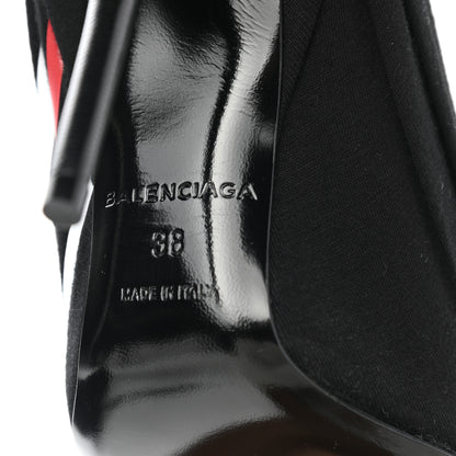 Balenciaga Jersey Crepe Political Campaign Logo Knife 115 Pointed Pumps 38 Black White Rouge 7 of 11