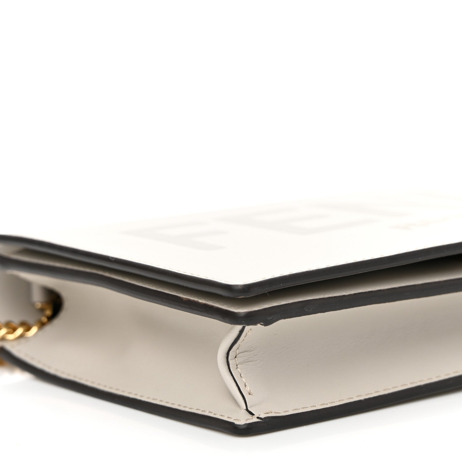 Fendi Vitello King Tamponato Logo Embossed Medium Wallet On Chain White Ice 8 of 9