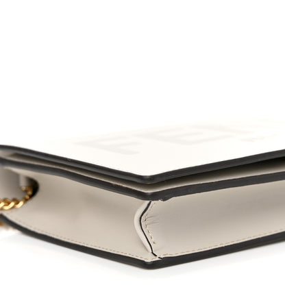 Fendi Vitello King Tamponato Logo Embossed Medium Wallet On Chain White Ice 8 of 9