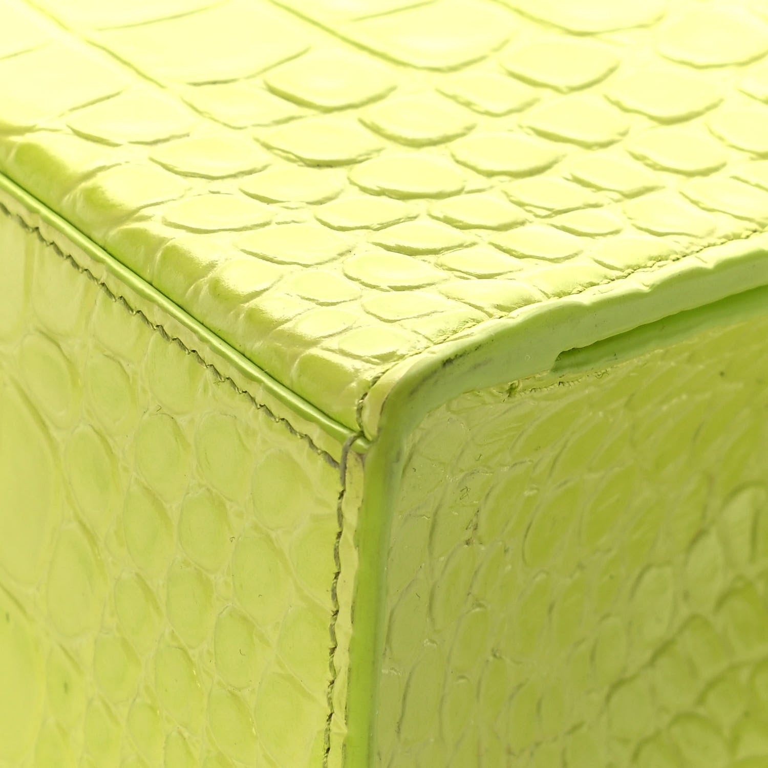 Balenciaga Shiny Calfskin Crocodile Embossed Small Hourglass Sling Shoulder Bag Lime 11 of 13
