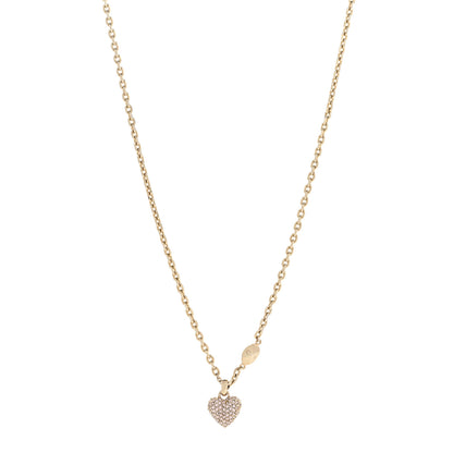 Christian Dior Metal Crystal Logo Heart Pendant Necklace Gold 1 of 6