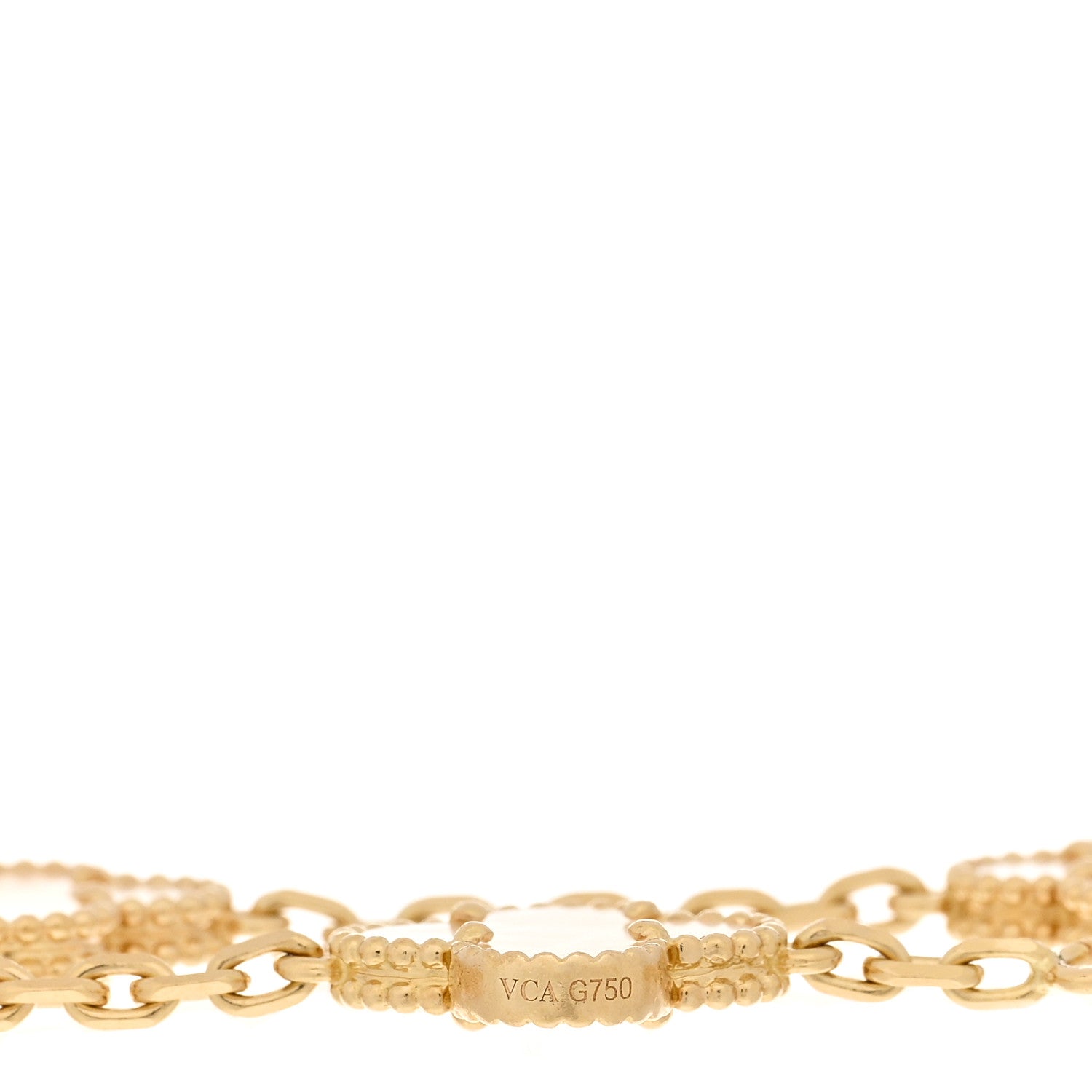 Van Cleef & Arpels 18K Yellow Gold Mother of Pearl 5 Motifs Vintage Alhambra Bracelet 3 of 3