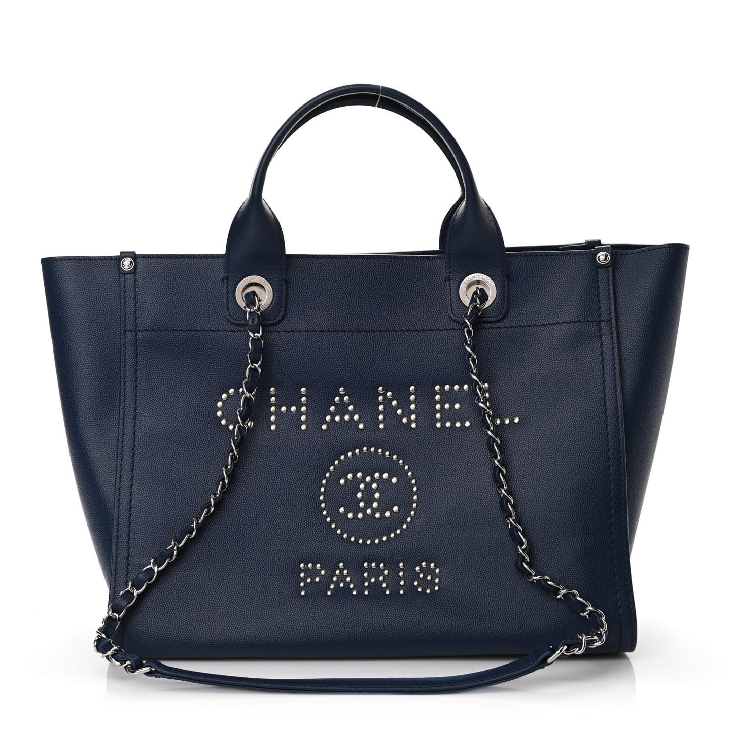 Caviar Small Studded Deauville Tote Navy