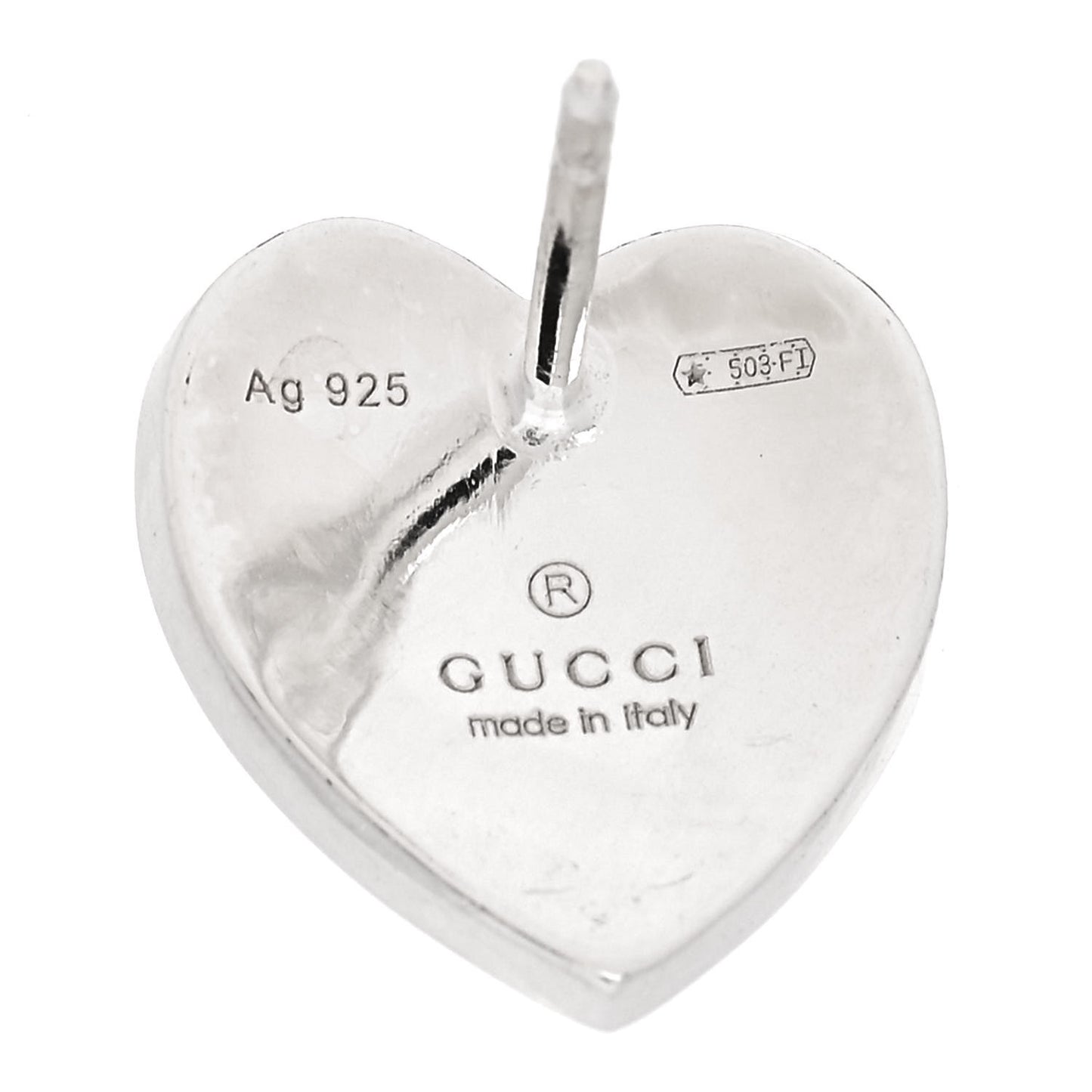 Sterling Silver Enamel Interlocking G Heart Stud Earrings Blue