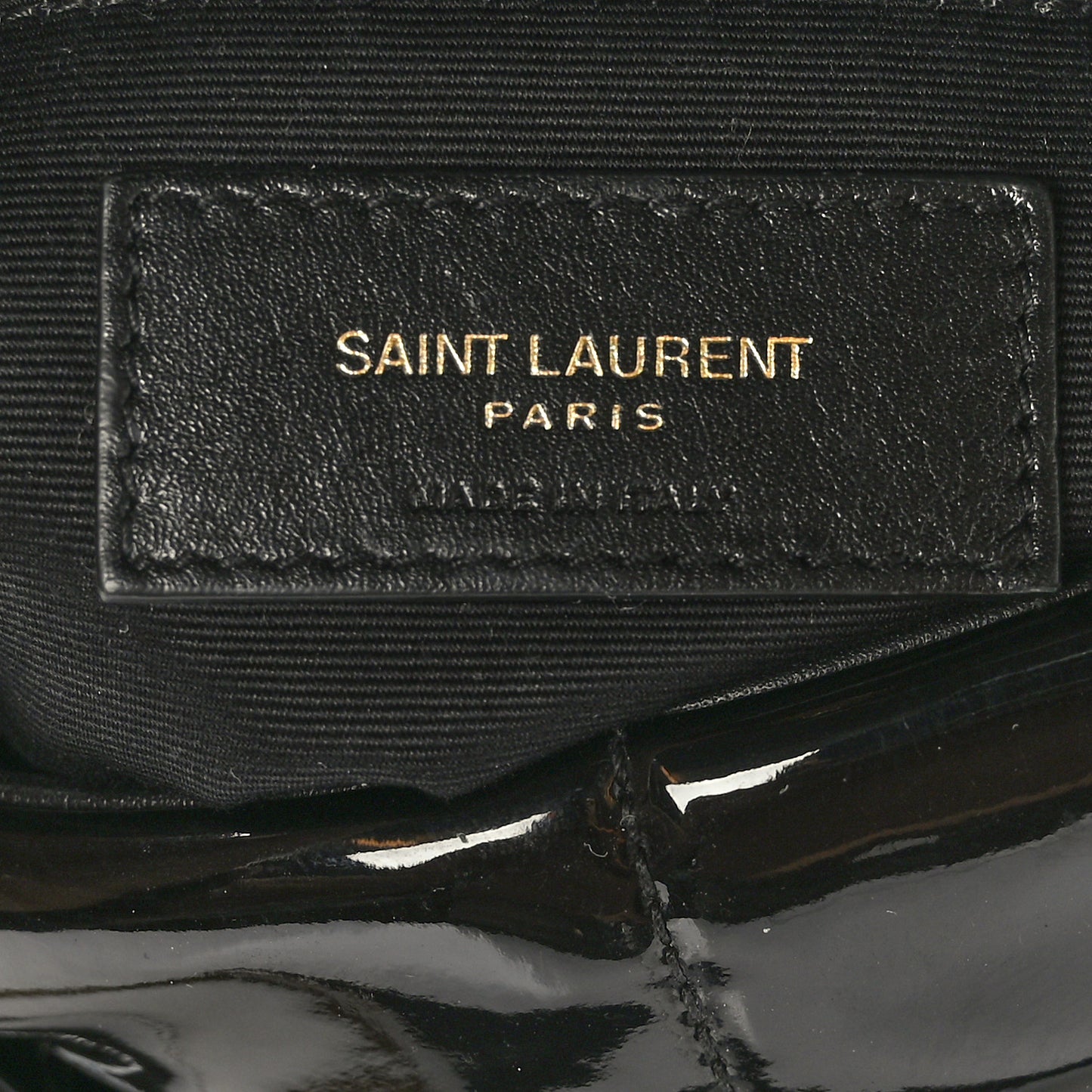 Patent Quilted Small Loulou Puffer Monogram Chain Satchel Black