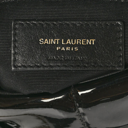 Saint Laurent Patent Quilted Small Loulou Puffer Monogram Chain Satchel Black 6 of 9
