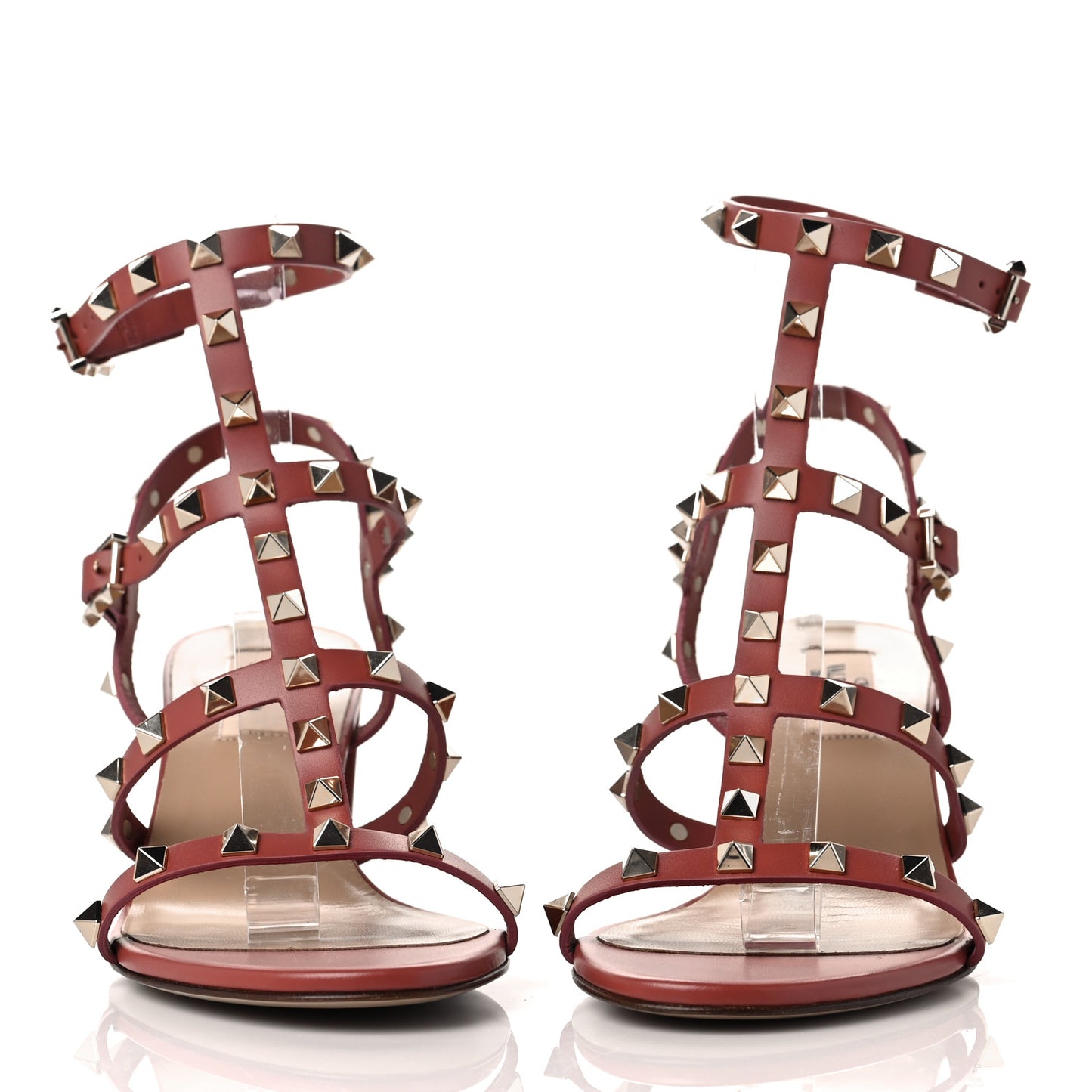 Calfskin Rockstud 60mm City Sandals 39 Gingerbread