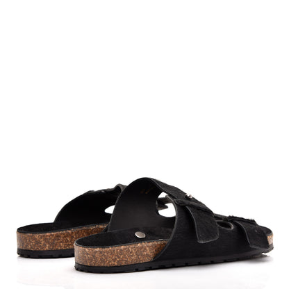 Saint Laurent Calf Hair Jimmy Cross Slides 40 Black 4 of 8