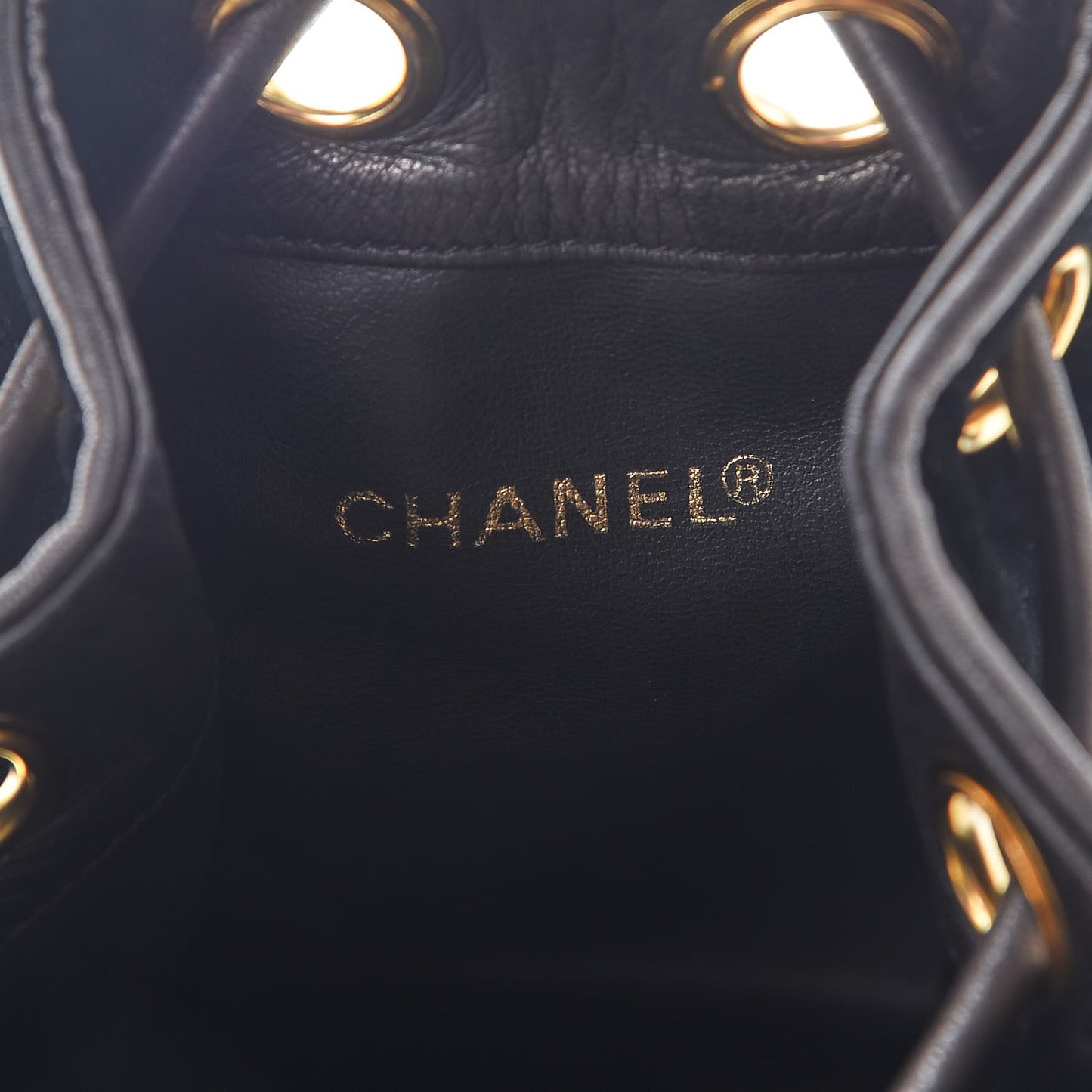 Velvet CC Drawstring Bucket Bag Black