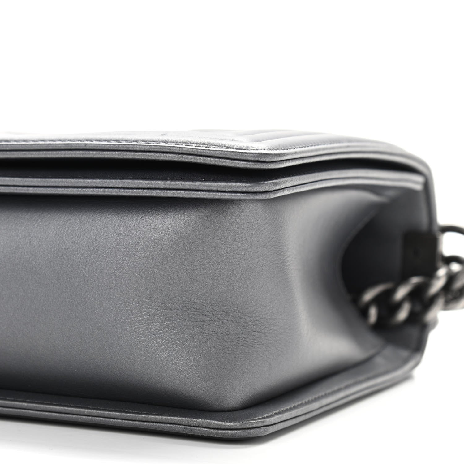 Chanel Metallic Lambskin Quilted New Medium Boy Flap Dark Silver 10 of 10