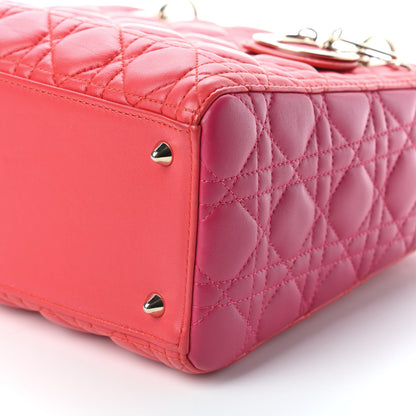 Christian Dior Lambskin Cannage Medium Bi-Color Lady Dior Orange Fuchsia 8 of 8