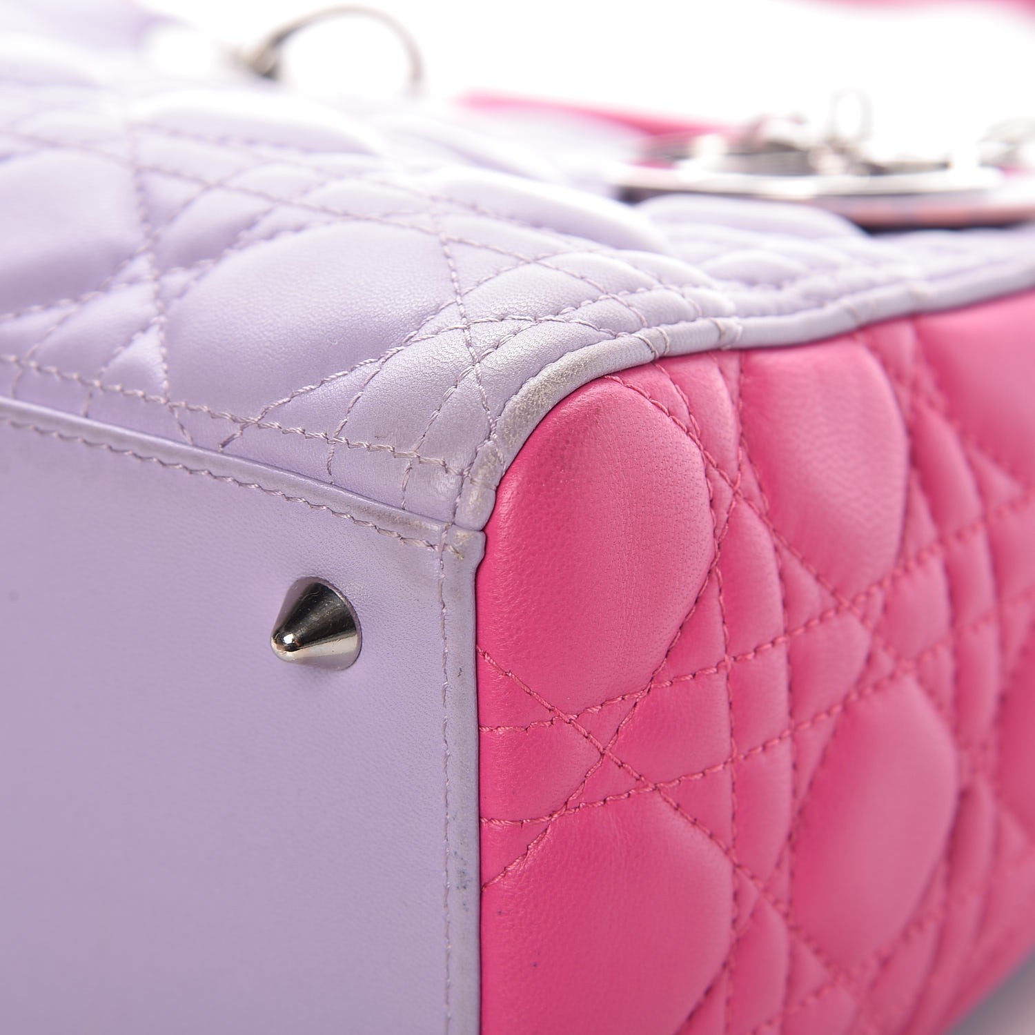 Christian Dior Lambskin Cannage Medium Bi-Color Lady Dior Pink Purple 9 of 17