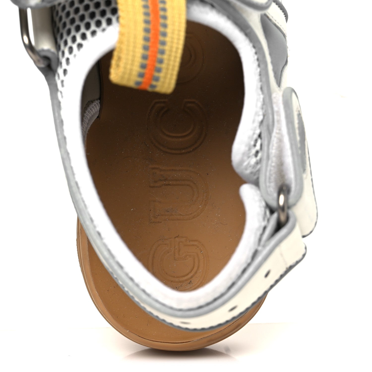 Gucci Mesh Fabric Tinsel Sport Sandals 37 White Silver 8 of 10