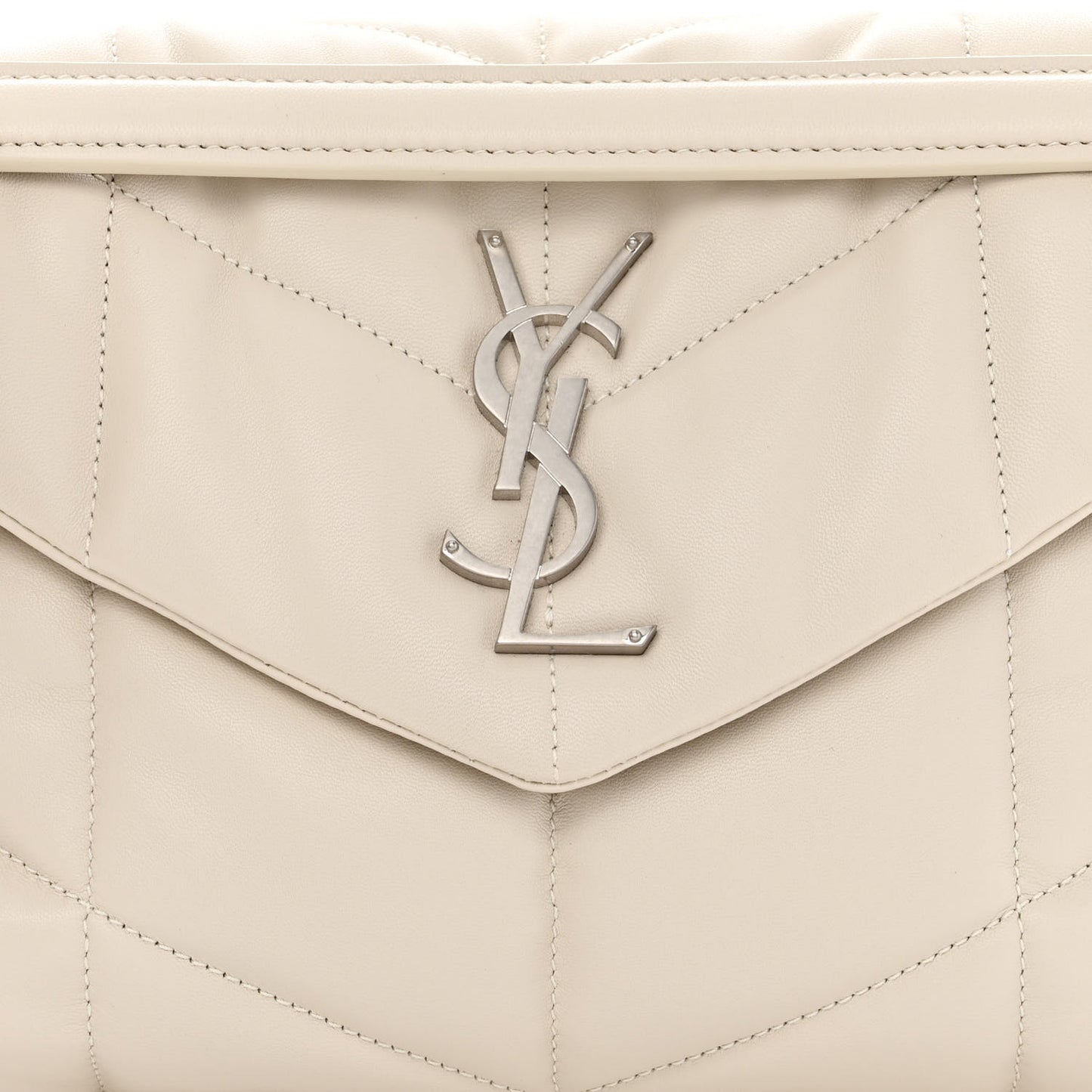 Lambskin Quilted Small Loulou Puffer Monogram Chain Satchel Blanc Vintage