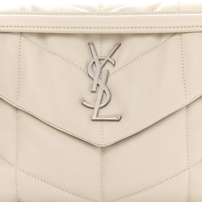 Saint Laurent Lambskin Quilted Small Loulou Puffer Monogram Chain Satchel Blanc Vintage 7 of 9