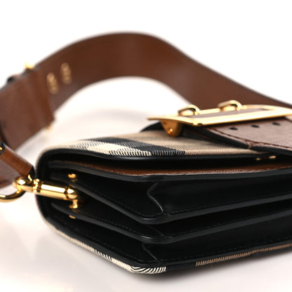 Burberry House Check Bridle Calfskin Small Madison Buckle Bag Tan 8 of 9