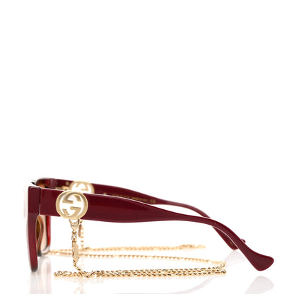 Gucci Acetate Square Frame Chain Sunglasses GG1023S Havana Pink 3 of 8
