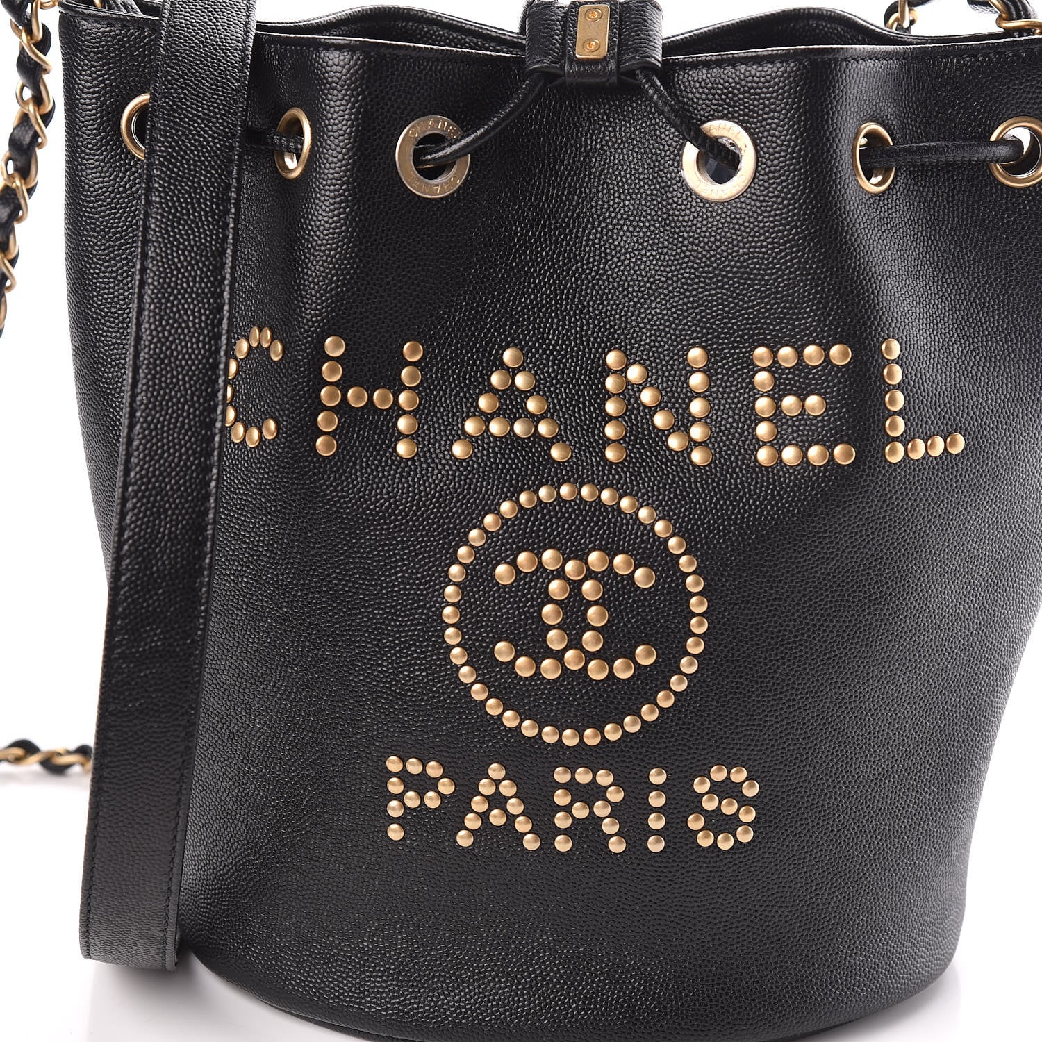 Chanel Caviar Deauville Drawstring Bucket Bag Black 10 of 10