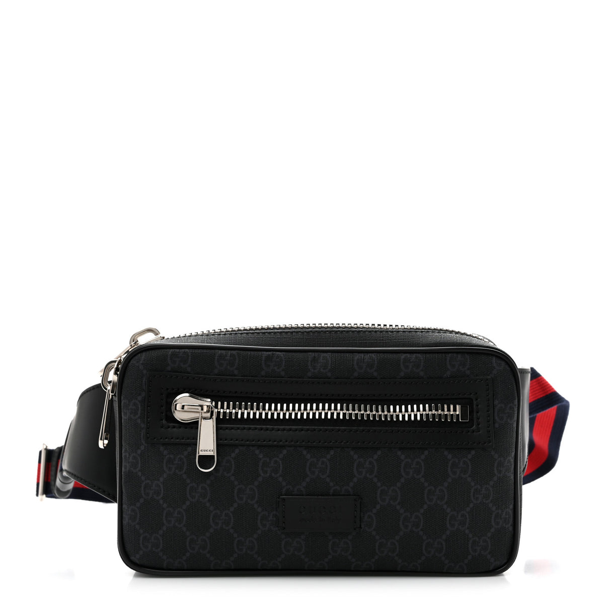 Gucci Soft GG Supreme Monogram Web Belt Bag Black Grey 1 of 10