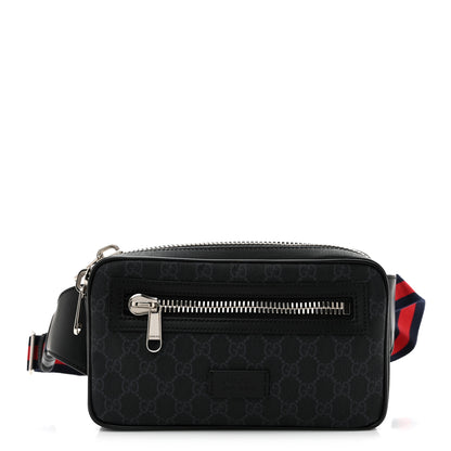 Gucci Soft GG Supreme Monogram Web Belt Bag Black Grey 1 of 10