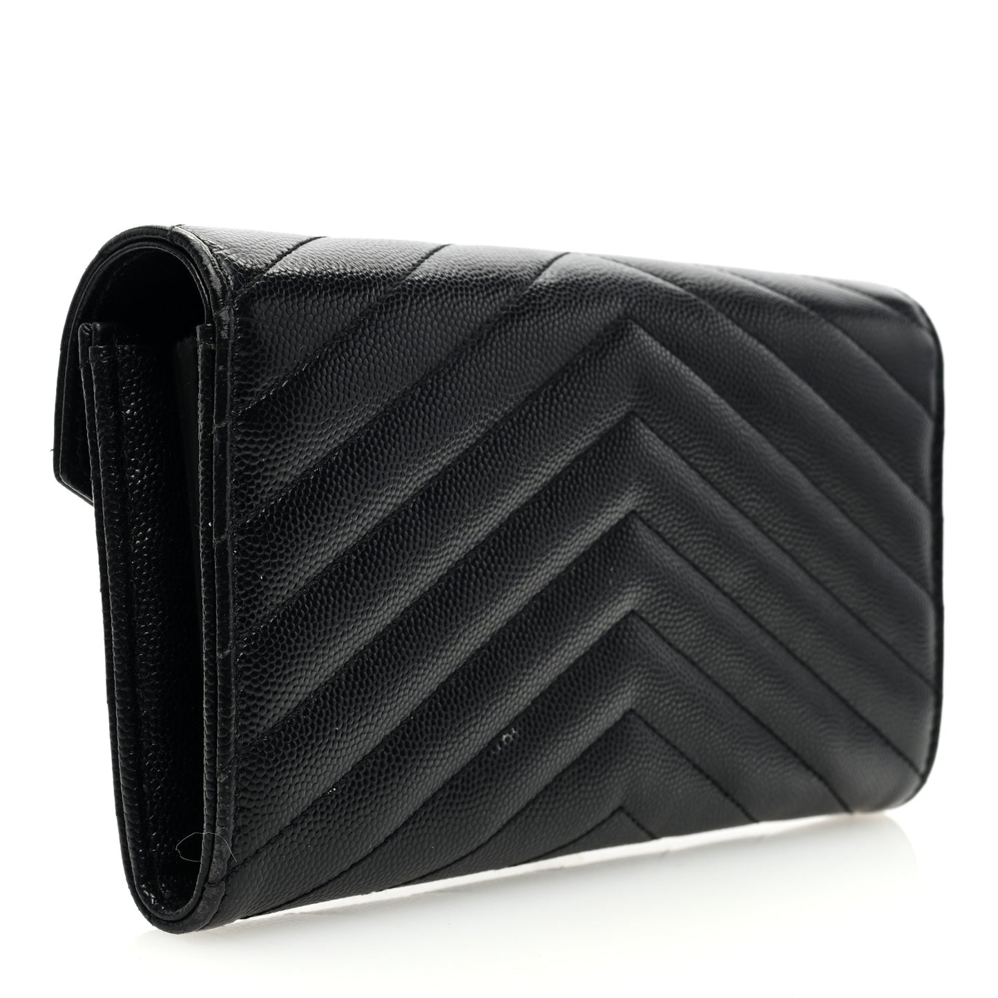 Grain De Poudre Matelasse Chevron Monogram Flap Wallet Black