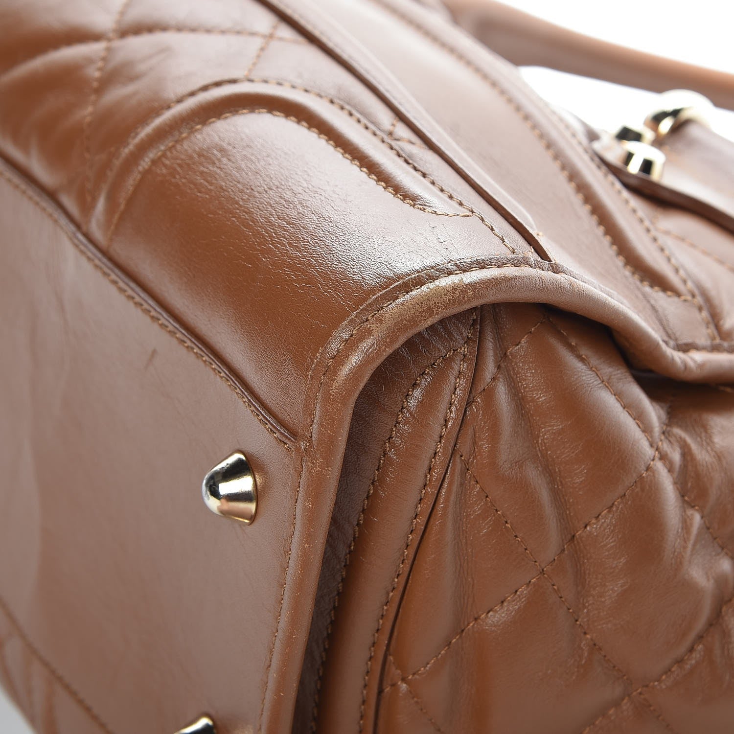 Burberry Calfskin Quilted Large Manor Tote Tan 17 of 18