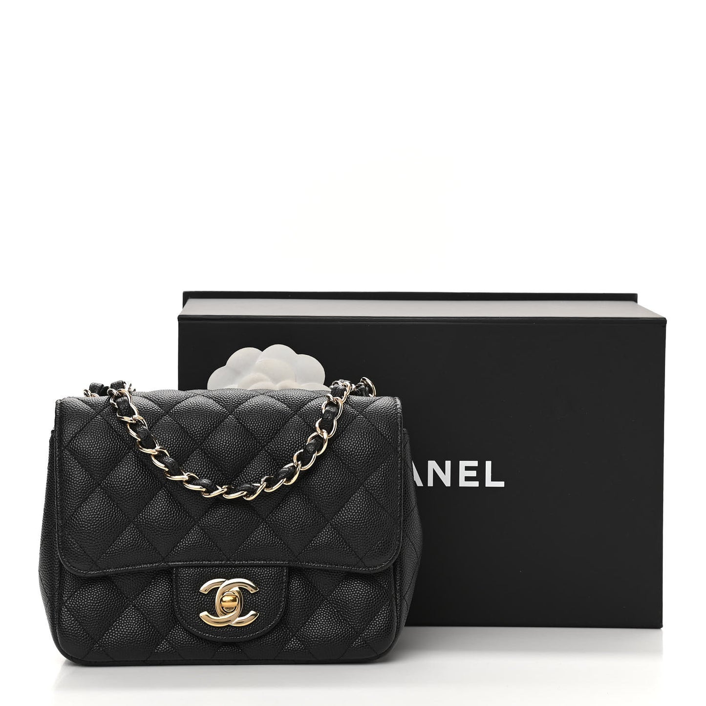 Caviar Quilted Mini Square Flap Black
