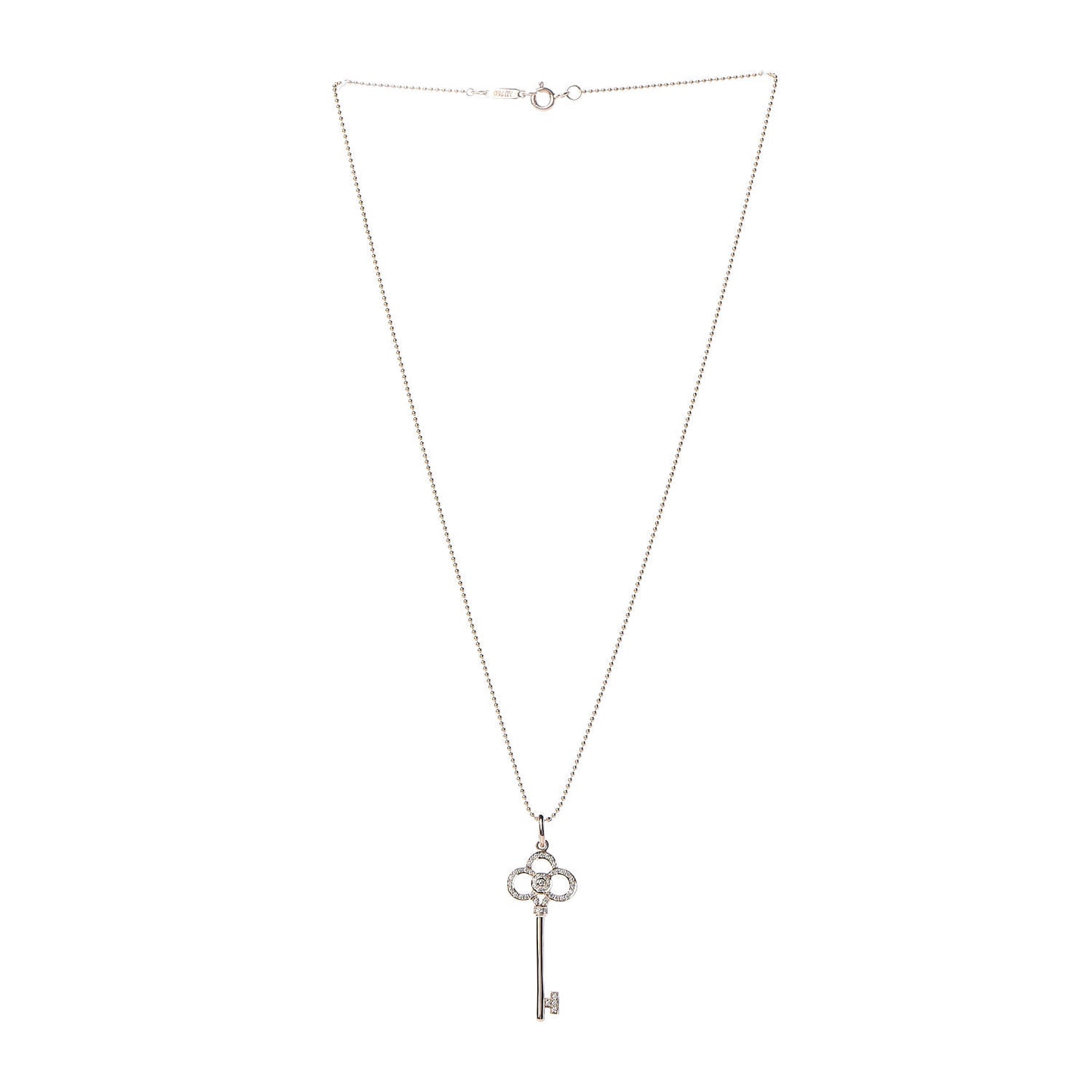 18K Rose Gold Diamond Crown Key Pendant Necklace