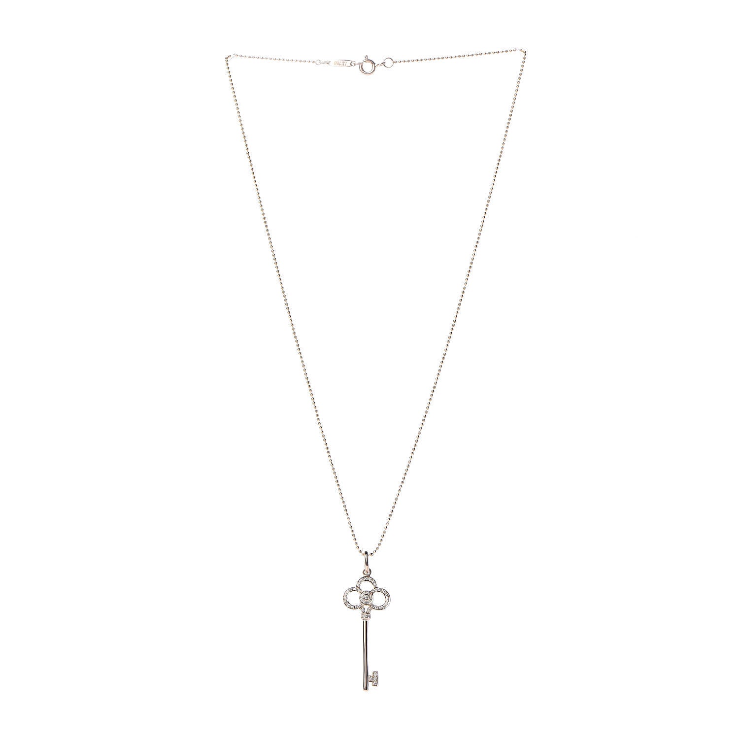 Tiffany 18K Rose Gold Diamond Crown Key Pendant Necklace 3 of 8