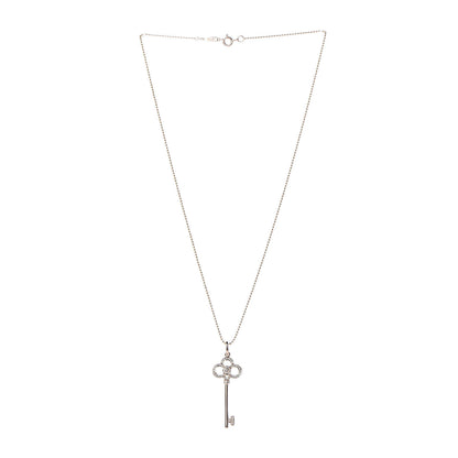 Tiffany 18K Rose Gold Diamond Crown Key Pendant Necklace 3 of 8