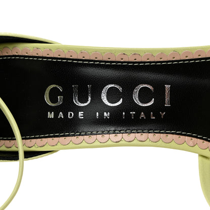 Gucci Nappa Charlotte GG Ankle Strap High Heel Sandals 39.5 Pistachio Green 6 of 8
