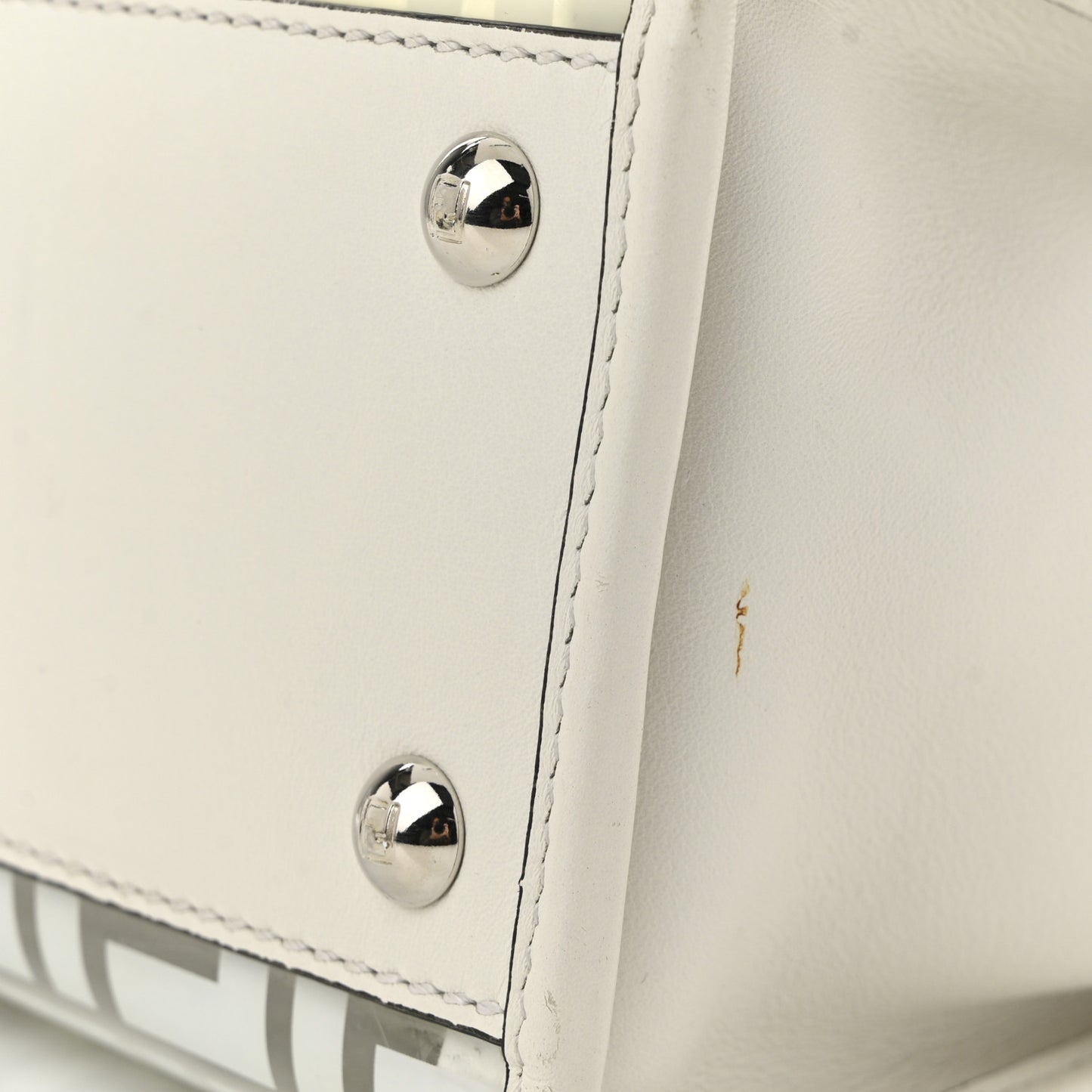 PVC Glass Vitello Seta Shiny Nappa Plexiglass FF Medium Peekaboo Iconic Satchel White Ice