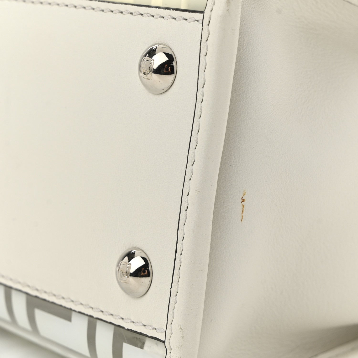 Fendi PVC Glass Vitello Seta Shiny Nappa Plexiglass FF Medium Peekaboo Iconic Satchel White Ice 11 of 15