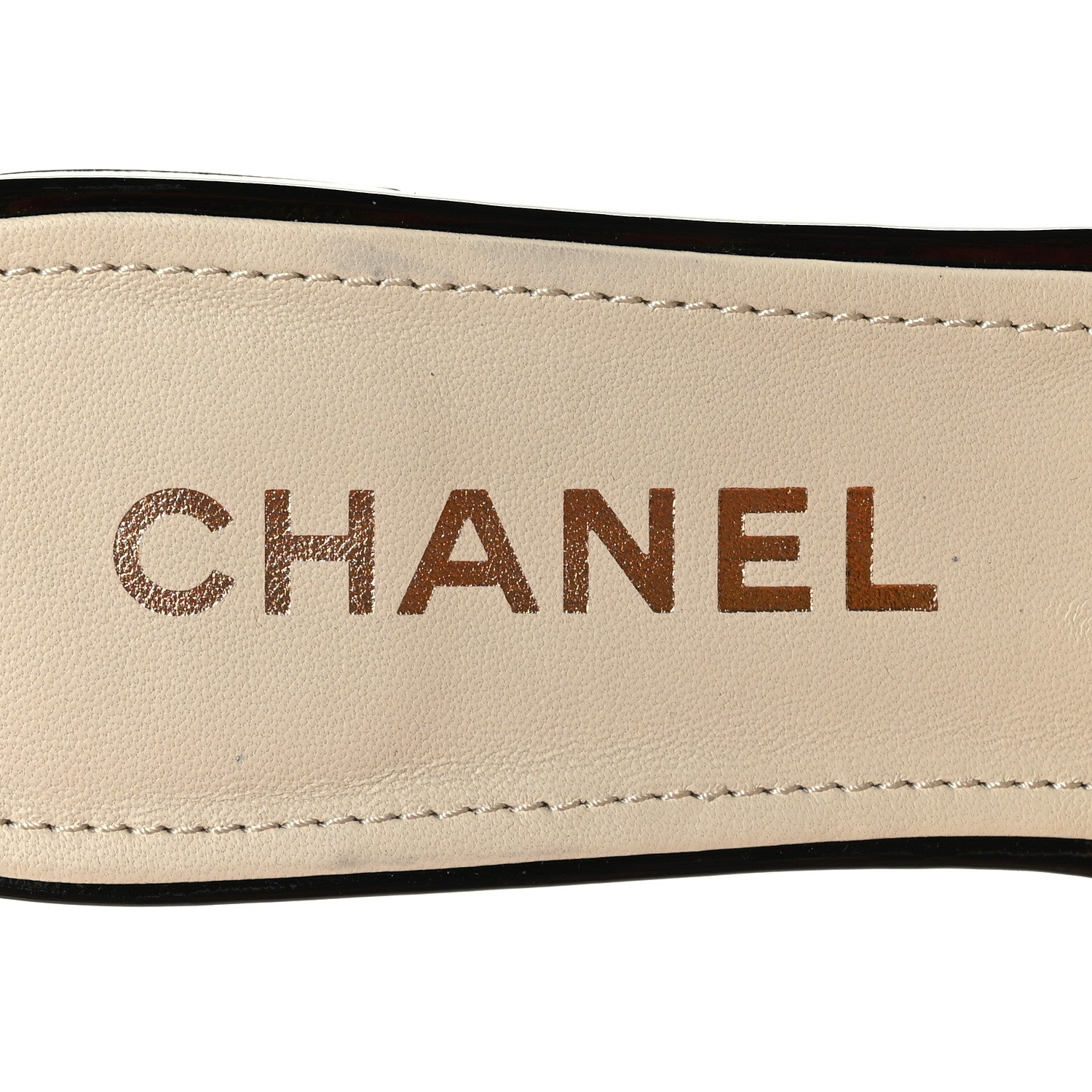 Chanel Mesh Patent Calfskin CC Sandal Mule 39.5 Beige Black 6 of 8