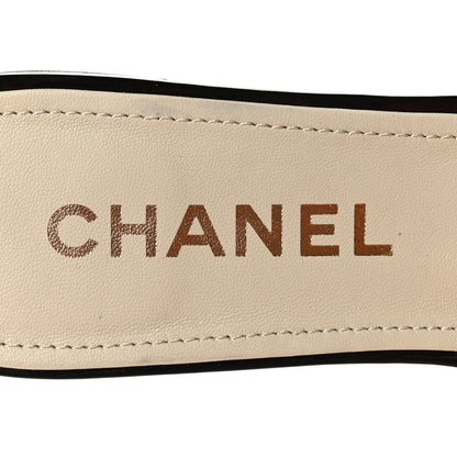 Chanel Mesh Patent Calfskin CC Sandal Mule 39.5 Beige Black 6 of 8