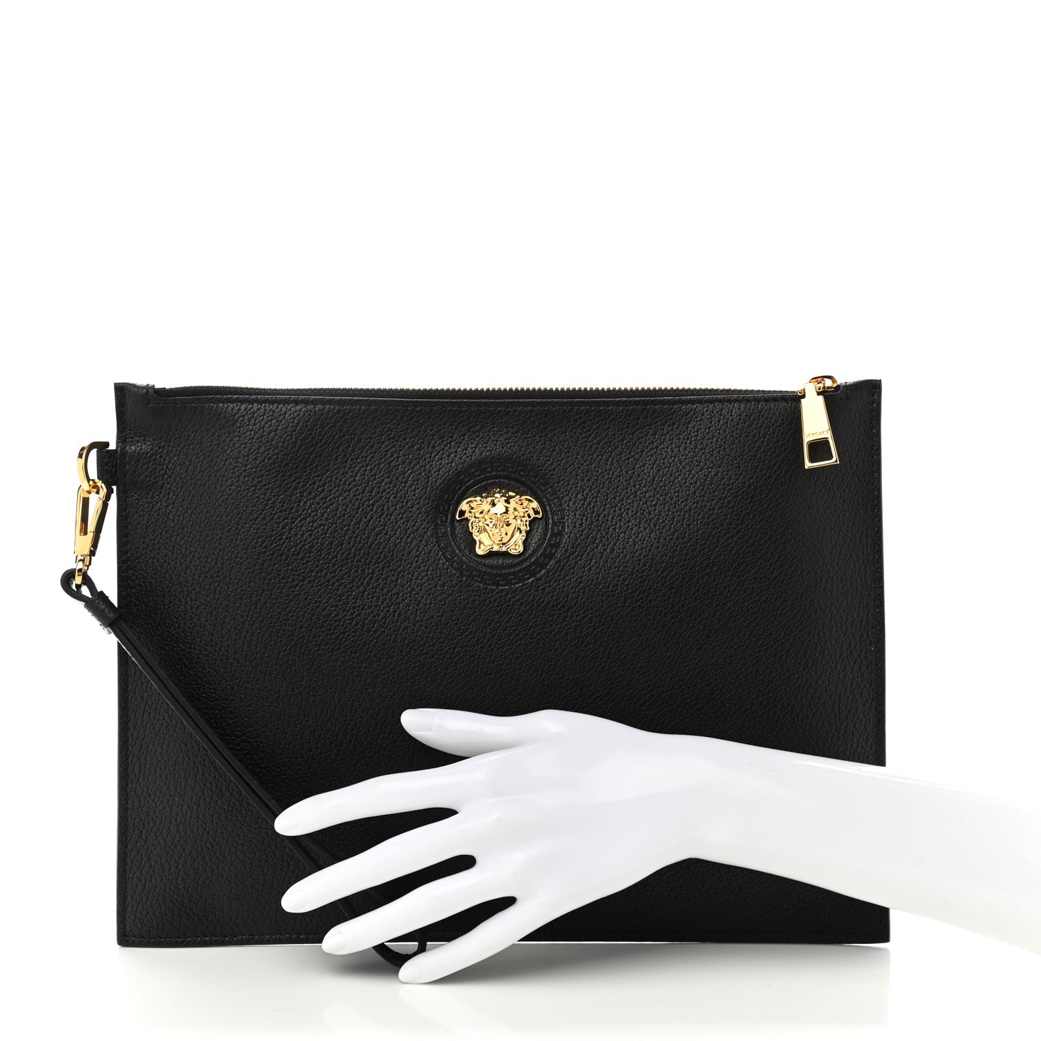 Versace Grained Calfskin La Medusa Pouch Black 3 of 10