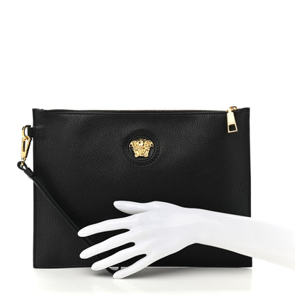Versace Grained Calfskin La Medusa Pouch Black 3 of 10