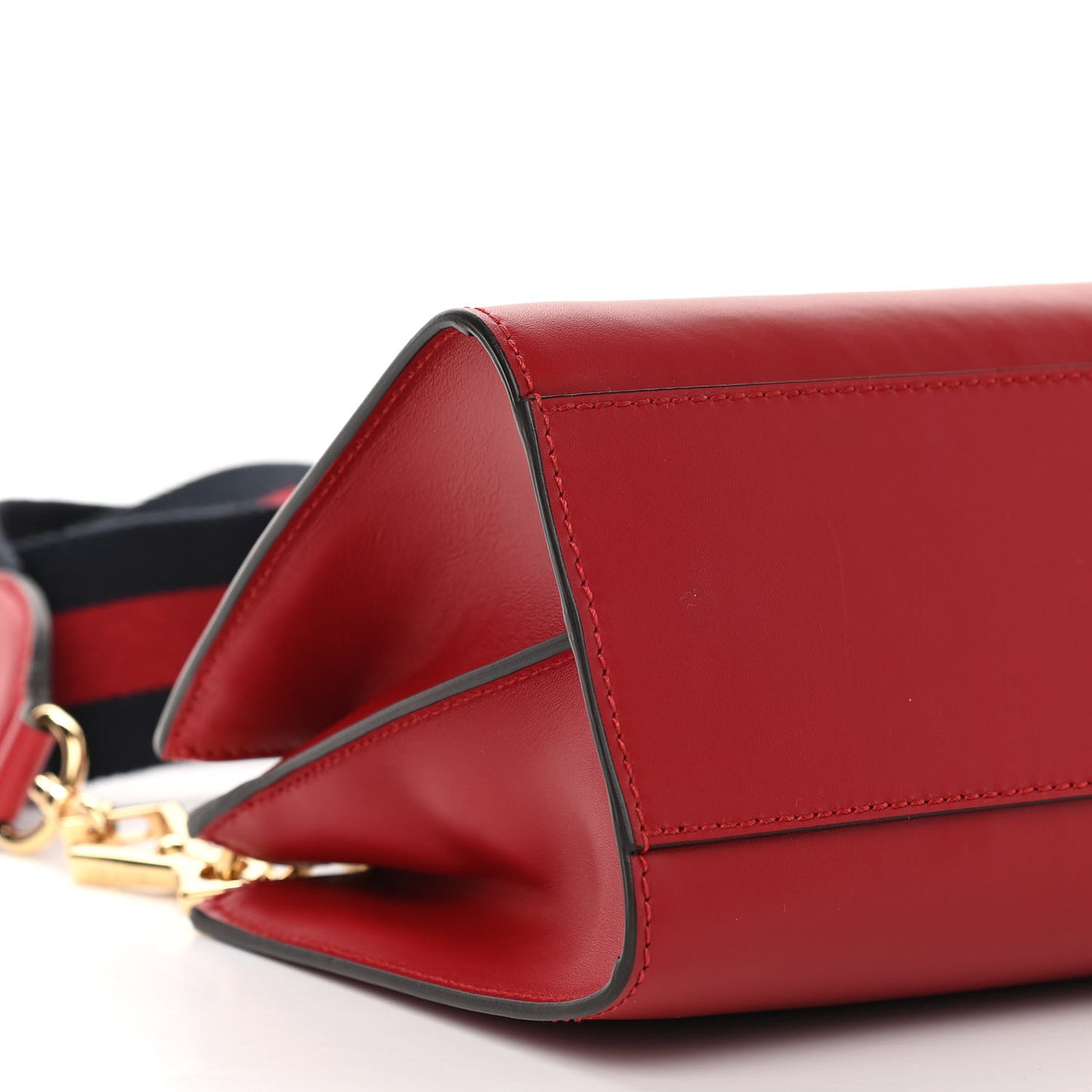 Nappa Bamboo Web Mini Nymphaea Top Handle Bag Hibiscus Red