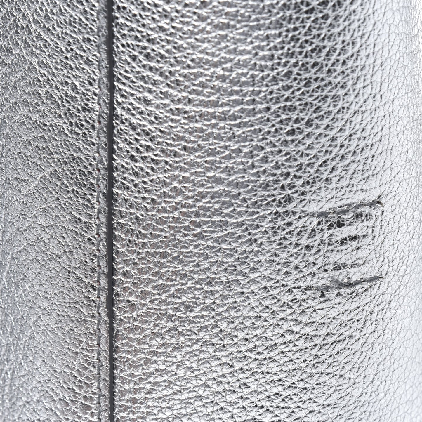 Metallic Goatskin Logo XXS Everyday Tote Argent Black