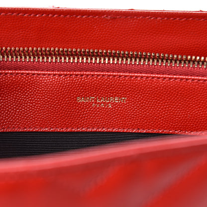 Saint Laurent Grain De Poudre Matelasse Chevron Large Monogram Shopping Bag Red 7 of 16