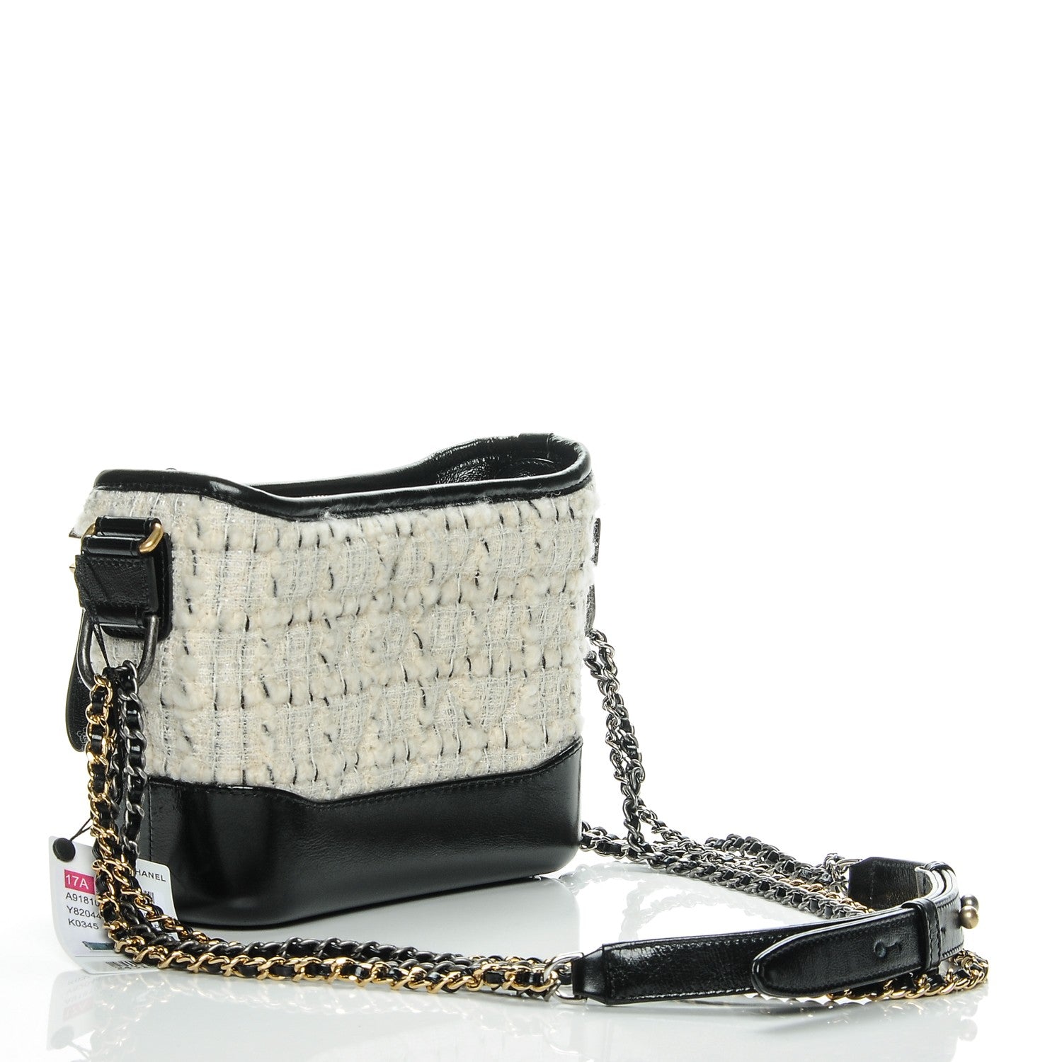 Chanel Tweed Calfskin Quilted Small Gabrielle Hobo Black 3 of 7