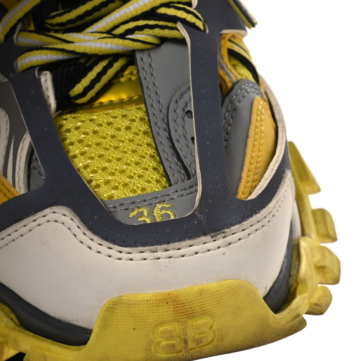 Balenciaga Mesh Nylon Mens Track Sneakers 36 Yellow Black White 12 of 13