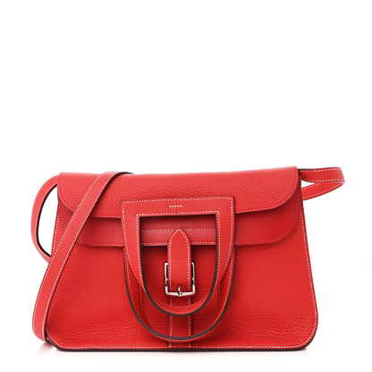 Hermes Taurillon Clemence Verso Halzan 31 GM Rouge Casaque Vermillion 1 of 11