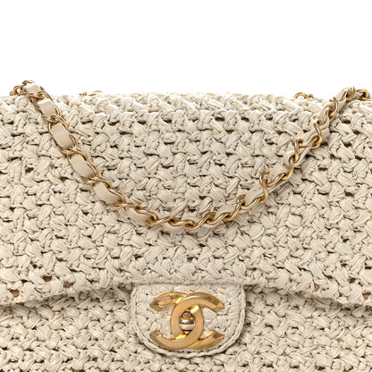 Chanel Raffia Crochet Medium Single Flap Bag Beige 8 of 10
