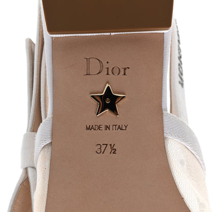 Christian Dior Mesh Plumetis Grosgrain Studded J'Adior Slingback Ballet Flats 37.5 White 6 of 9