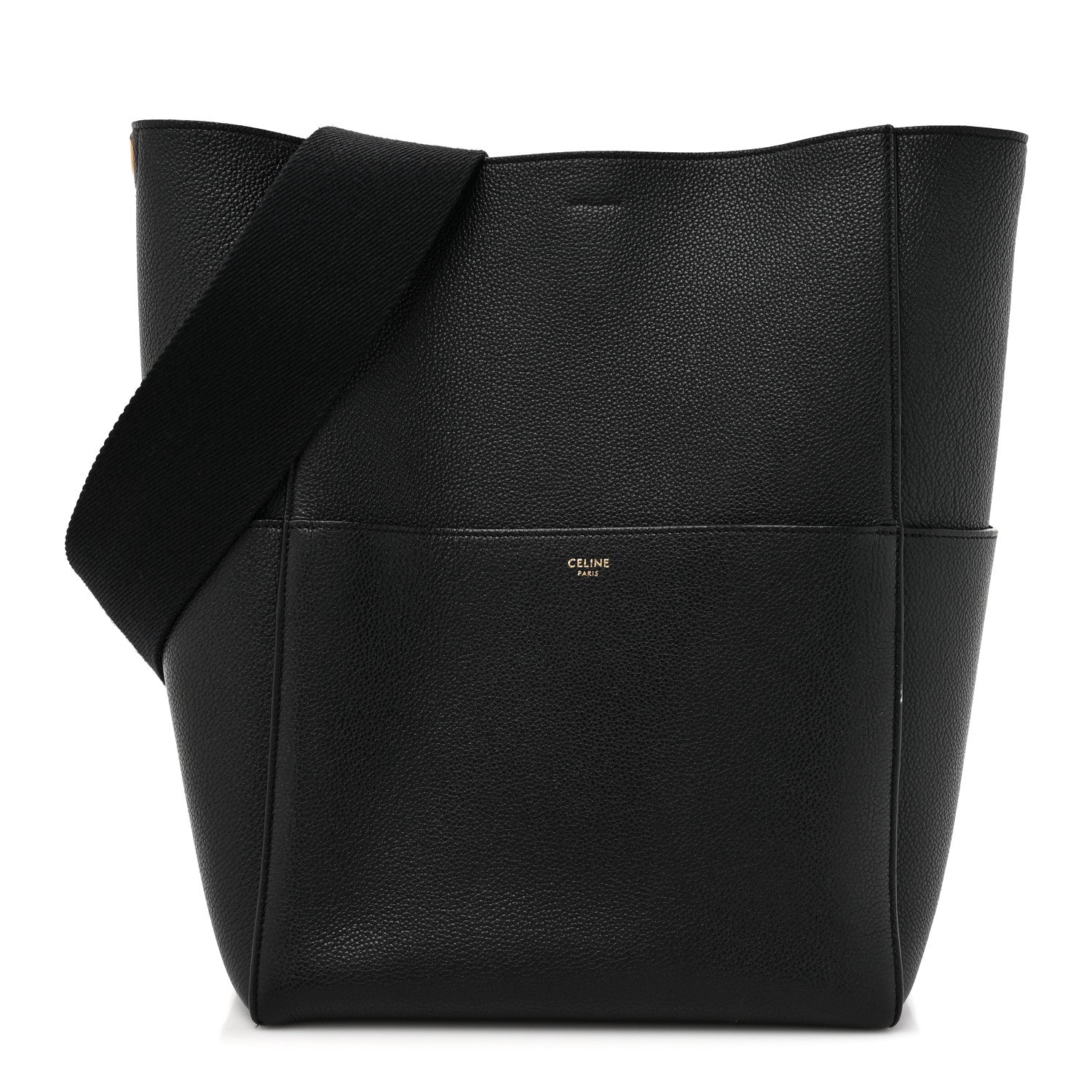 Celine Soft Grained Calfskin Sangle Bucket Bag Black 1 of 14